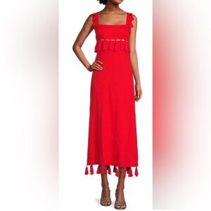 Elegant Red Tassel Maxi Dress